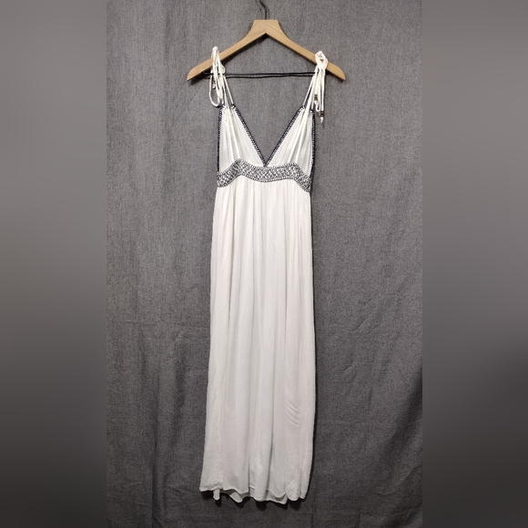Lulus Days of Sunlight Embroidered Maxi Dress Women's S White Boho Retro Coastal - Picture 7 of 13